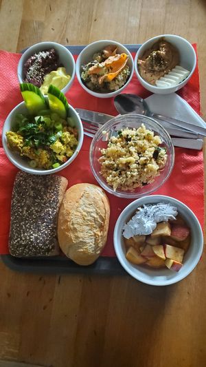 Brunch plate on week ends at Cafe Morgenrot in Berlin