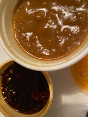 My favourite, curry sauce which I used to dip my spring rolls in. at New Happy Palace  in Gillingham