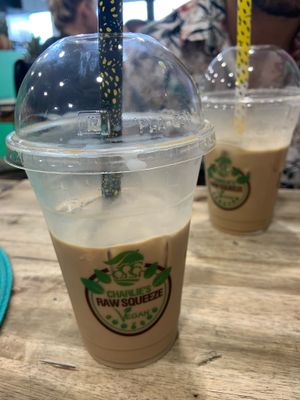 Iced coffee  at Charlie's Raw Squeeze in Ipswich