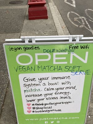 Vegan matcha soft serve 😍💙 at Just Matcha Tea Shop - Pandora Ave in Victoria