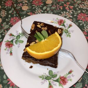 Brownie. Not a regular brownie. Made from sweet potatoes and date. Tasty  at Herbstapfel in Kassel