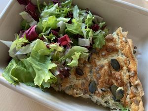 Zucchini pie with Leek at Barbarella Juicebar in Ljubljana