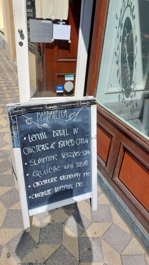 Daily menu table. at Barbarella Juicebar in Ljubljana
