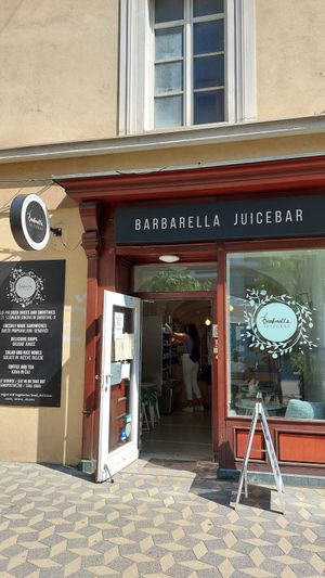 Outside. at Barbarella Juicebar in Ljubljana