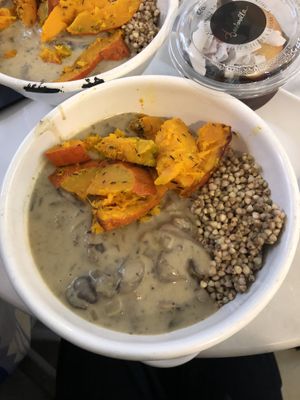 buckwheat with mushrooms and pumpkin at Barbarella Juicebar in Ljubljana