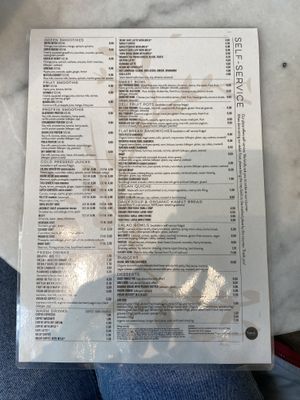 menue  at Barbarella Juicebar in Ljubljana