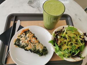 Spinach quiche at Barbarella Juicebar in Ljubljana