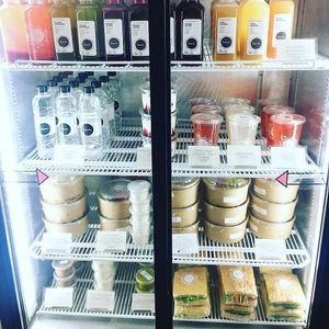 Cold-pressed Juices, Vegan Quinoa Bowls, Vegan Yoghurt Bowls, Organic Vegan Kamut Sandwiches ( Tofu-pesto, Avocado-Hummus, Chickpea) at Barbarella Juicebar in Ljubljana