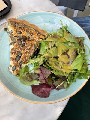 Quiche & salad  at Barbarella Juicebar in Ljubljana