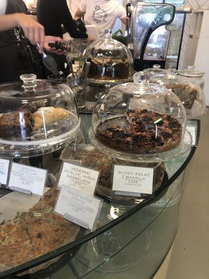 pies, donuts, quiche, brownies, croissants  at Barbarella Juicebar in Ljubljana