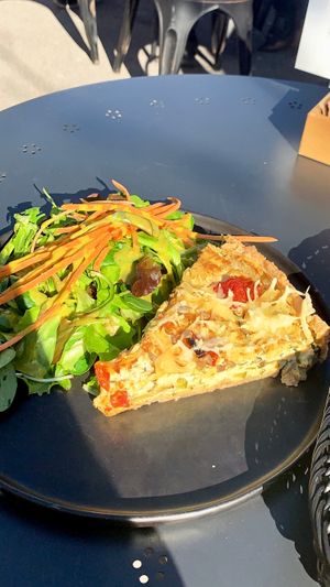 Vegan quiche at Barbarella Juicebar in Ljubljana