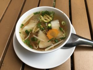 Vegetable soup as starter at Miss Saigon in Berlin