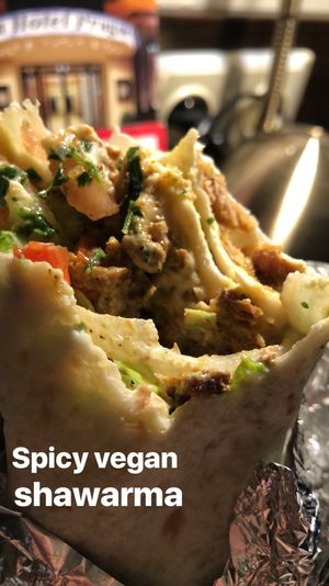Spicy vegan shawarma in a tortilla ! at  Paprika in Prague