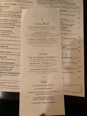Vegan menu! at Harvest Seasonal Grill & Wine Bar in Harrisburg