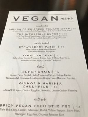 Menu had two sides!  Pricey but you get what you paid for.  at Harvest Seasonal Grill & Wine Bar in Harrisburg