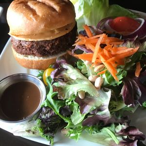 Hubby wasn’t a fan of the Impossible Burger, but had to try it! at Harvest Seasonal Grill & Wine Bar in Harrisburg