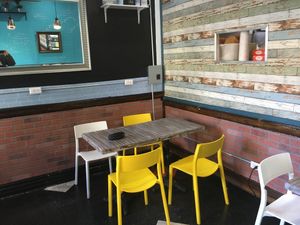 Seating inside. at Burritos y Mas in New York City