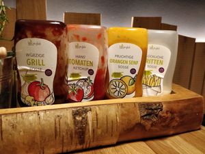 Vegan home made sauces at Hans im Glück - Hohenzollerning in Cologne