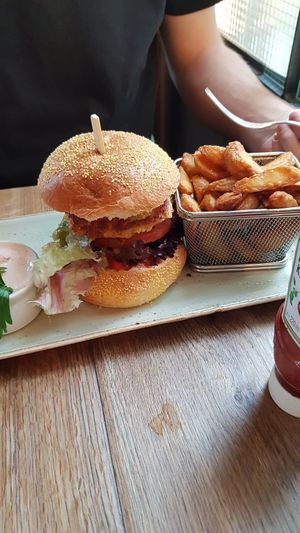 Burger with fries at Burgerei in Dresden