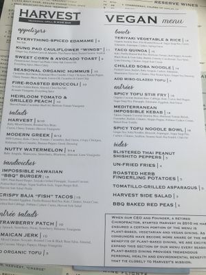 Vegan option  at Harvest Seasonal Grill & Wine Bar in Delray Beach