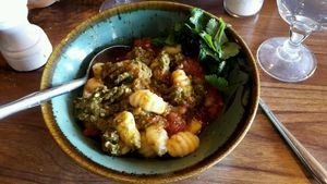 Gnocchi with tomatoes and basil pesto at Galerie 88 in Paris