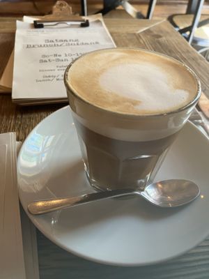 Flat white with oat milk  at Satsang in Prague