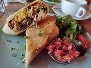 Vegan burrito at Satsang in Prague