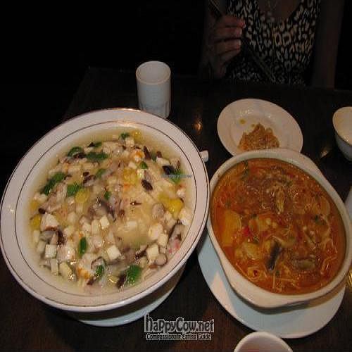 Amazing Malaysian claypot with mung bean noodles and tofu/vegetables on a steamed lotus-root leaf  at Zǎozǐ Shù - Vegetarian Life Style - HuaiHai in Shanghai
