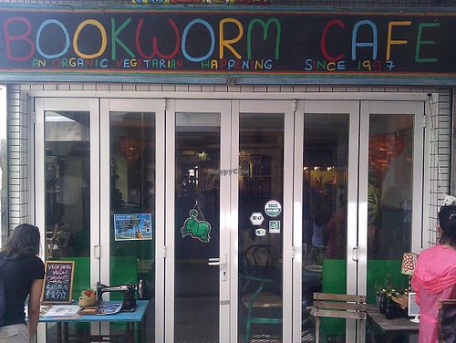 Outside at Bookworm Cafe in Outlying Islands