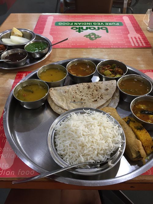 My thali (requested it to be vegan so they swapped out yoghurt etc) at Branto Pure Indian Vegetarian Club in Kowloon