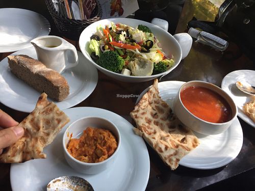 Italian salad and ob-goosht soup at Iranian Artist's Forum - Khaneh Honarmandan Iran in Tehran