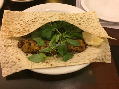 kabab with flat bread at Iranian Artist's Forum - Khaneh Honarmandan Iran in Tehran
