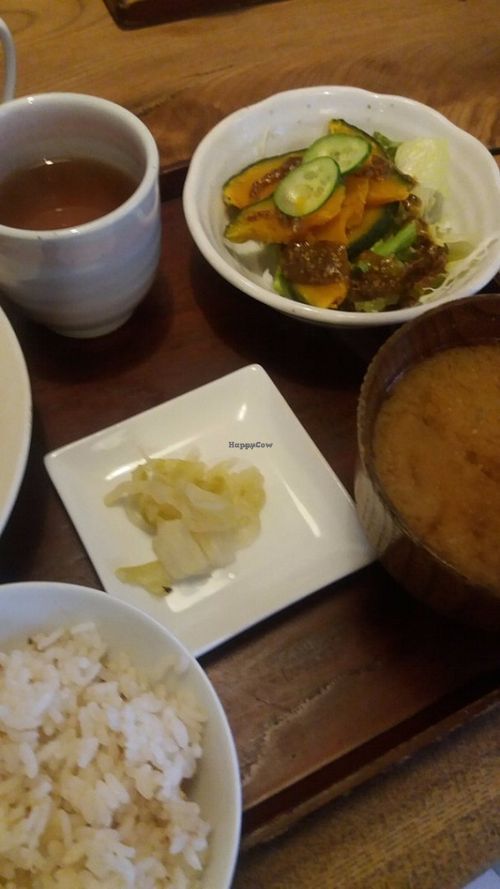 Salad & miso soup at Biotei in Kyoto