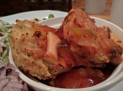 Tofu cutlet. Works great with the ragu at Green Earth in Osaka