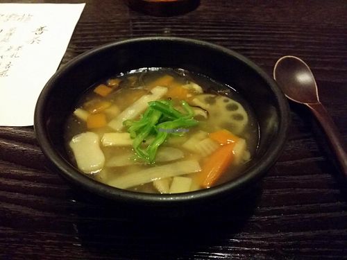 traditional veg soup at Fucha Bon in Tokyo