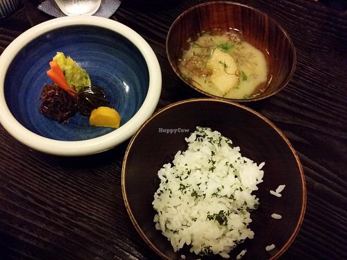 rice and pickles at Fucha Bon in Tokyo