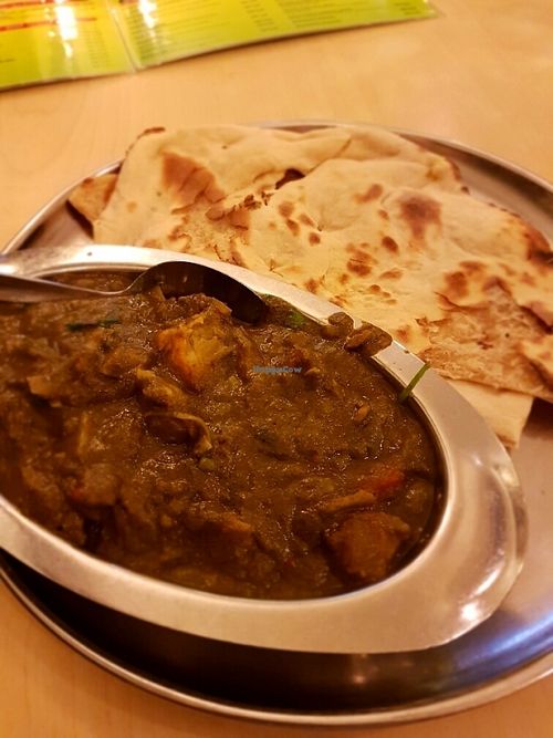 Potato spinach curry at Woodlands Vegetarian Restaurant - Georgetown in Penang
