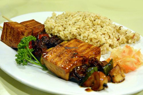 Tofu kebab rice meal at Greens in Quezon City