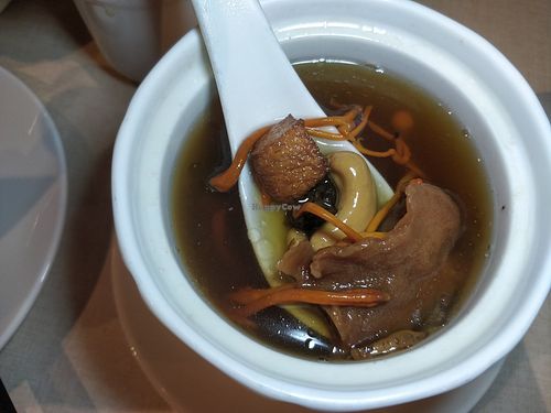 Double-boiled Healthy Soup with Peach Jelly 桃胶养颜汤 at Ling Zhi Restaurant 灵芝 - Orchard in Central Singapore