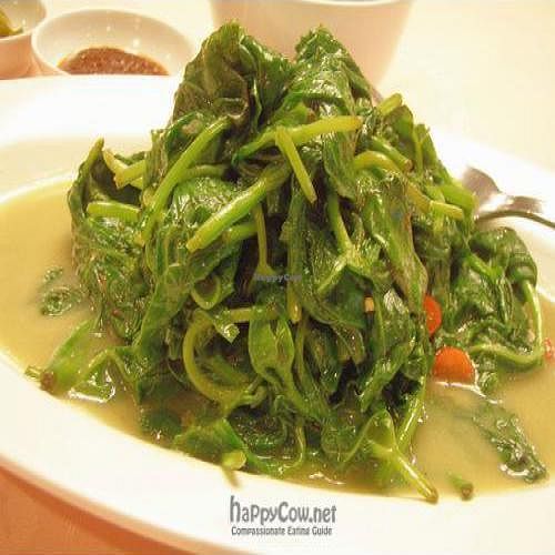 Non-spicy Version of Sambal Fan Shu Leaves @ S$9. Stir-fry with Fermented Beancurd - Delicious. at Miao Yi 妙益素食楼 in Central Singapore