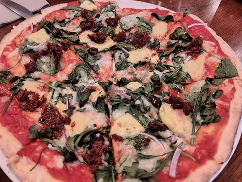 Mediterranean Pizza with vegan cheese at Original Sin in Central Singapore