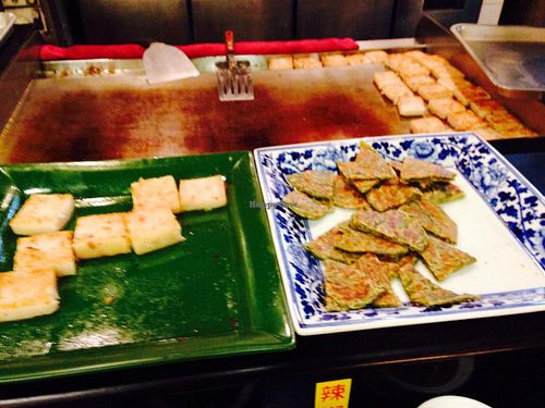 Daikon radish dim sum cake with other grilled items here at Spring - Heping East Road in Taipei