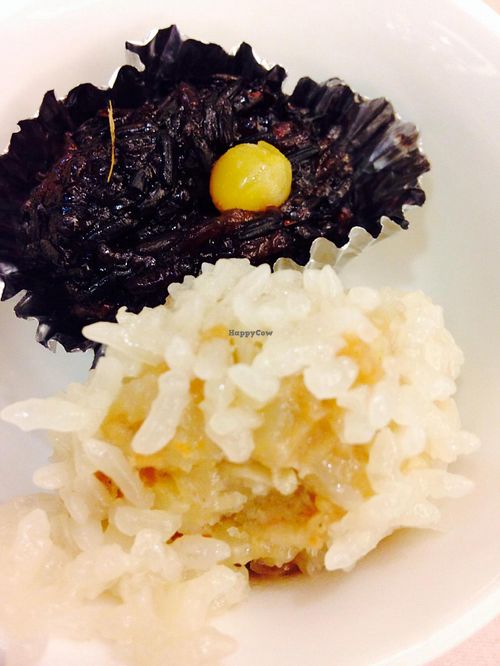 From the steamer section: sticky rice and a savory rice dumpling at Spring - Heping East Road in Taipei