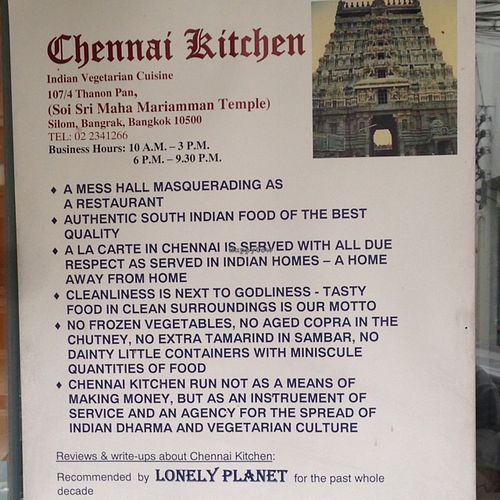 info Chennai kitchen  at Chennai Kitchen in Bangkok