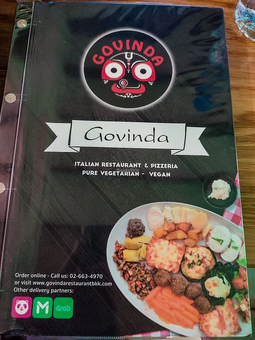 Menu at Govinda Italian Restaurant & Pizzeria in Bangkok