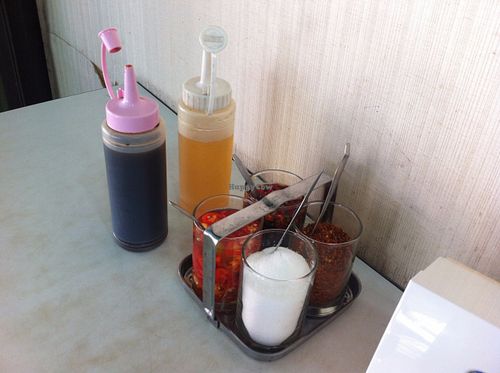 Condiments at Ruyi Vegetarian in Bangkok