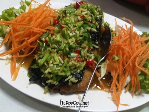 veg spicy and sour fish at Ruyi Vegetarian in Bangkok