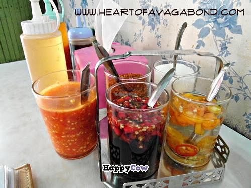 sauces at Ruyi Vegetarian in Bangkok