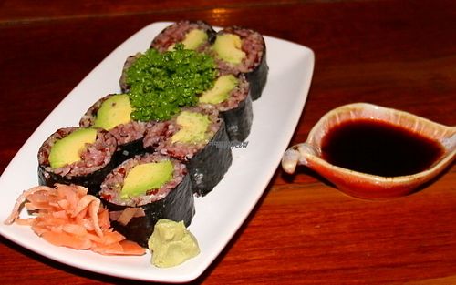 Avocado makis.  at Aum in Chiang Mai