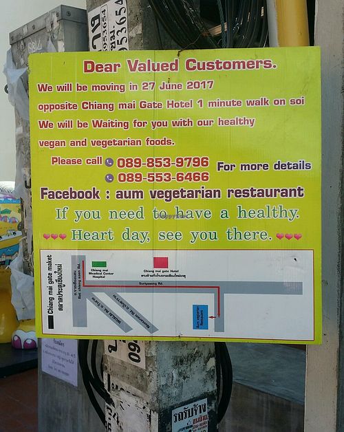 relocation signage at Aum in Chiang Mai